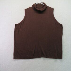 Jessica London Sweater Womens Size 26/28 Sleeveless Turtleneck Brown Knit‎ New